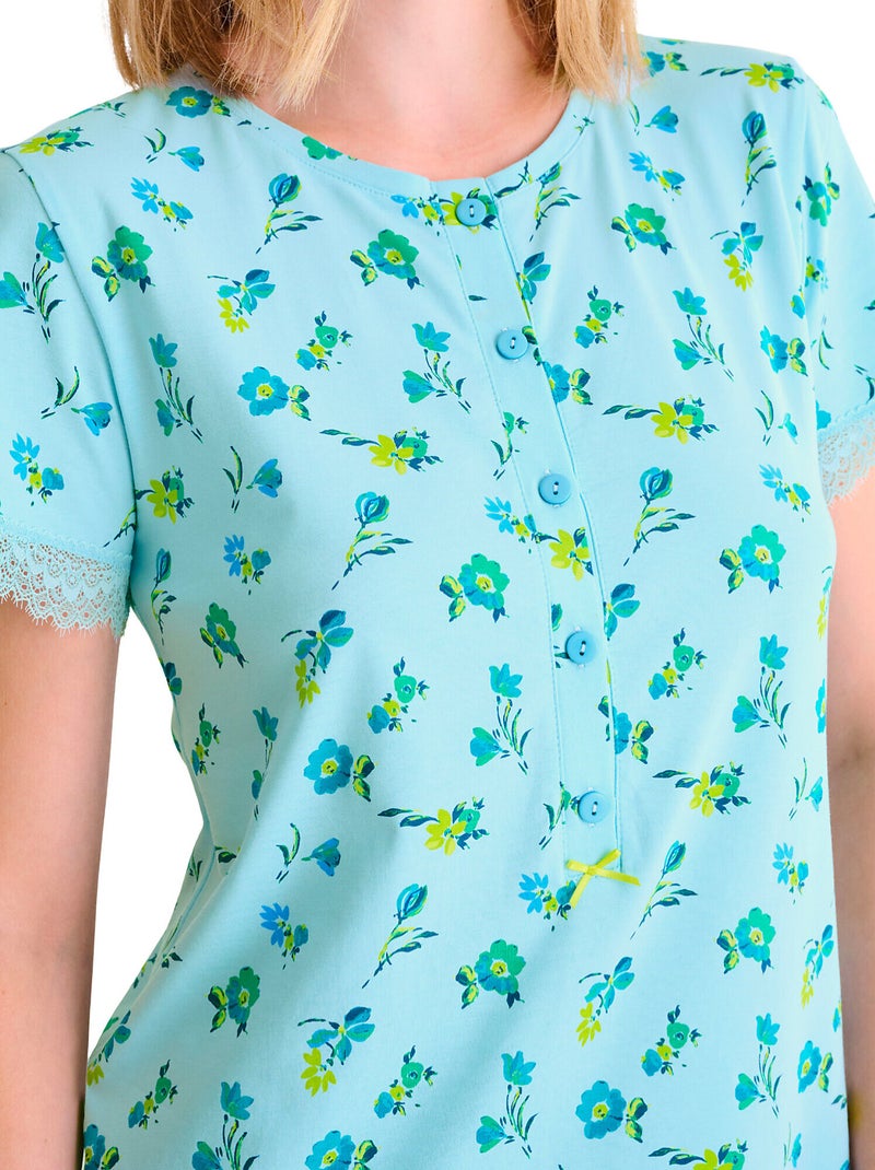 Chemise de nuit manches courtes BLOOMY Bleu - Kiabi