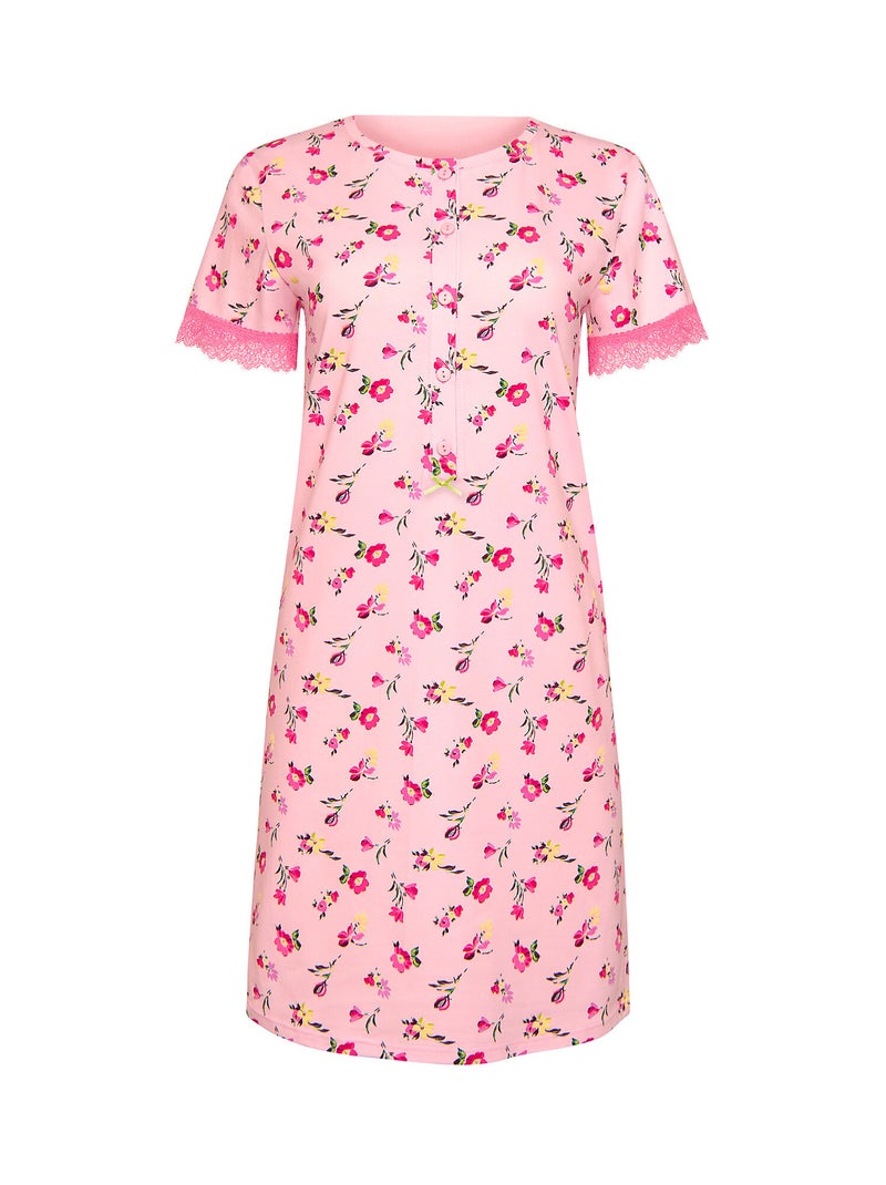 Chemise de nuit manches courtes BLOOMY Rose - Kiabi