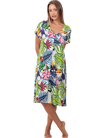 Chemise de nuit manches courtes Exotic Parrot