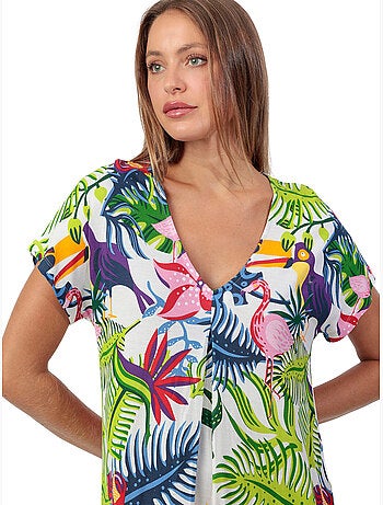 Chemise de nuit manches courtes Exotic Parrot