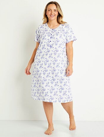 Chemise de nuit manches courtes fleurie