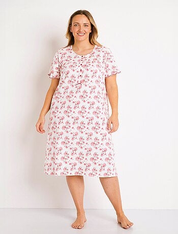 Chemise de nuit manches courtes fleurie