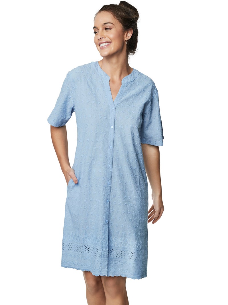 Chemise de nuit manches courtes HOMEWEAR P102 Bleu - Kiabi