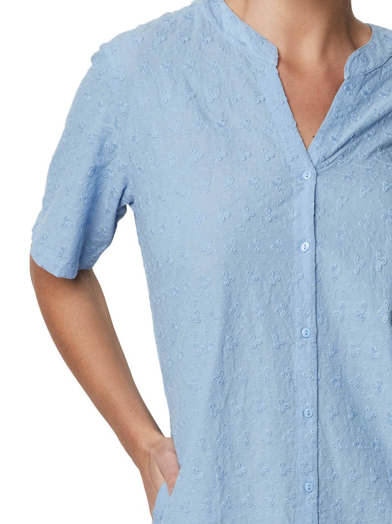 Chemise de nuit manches courtes HOMEWEAR P102 Bleu - Kiabi