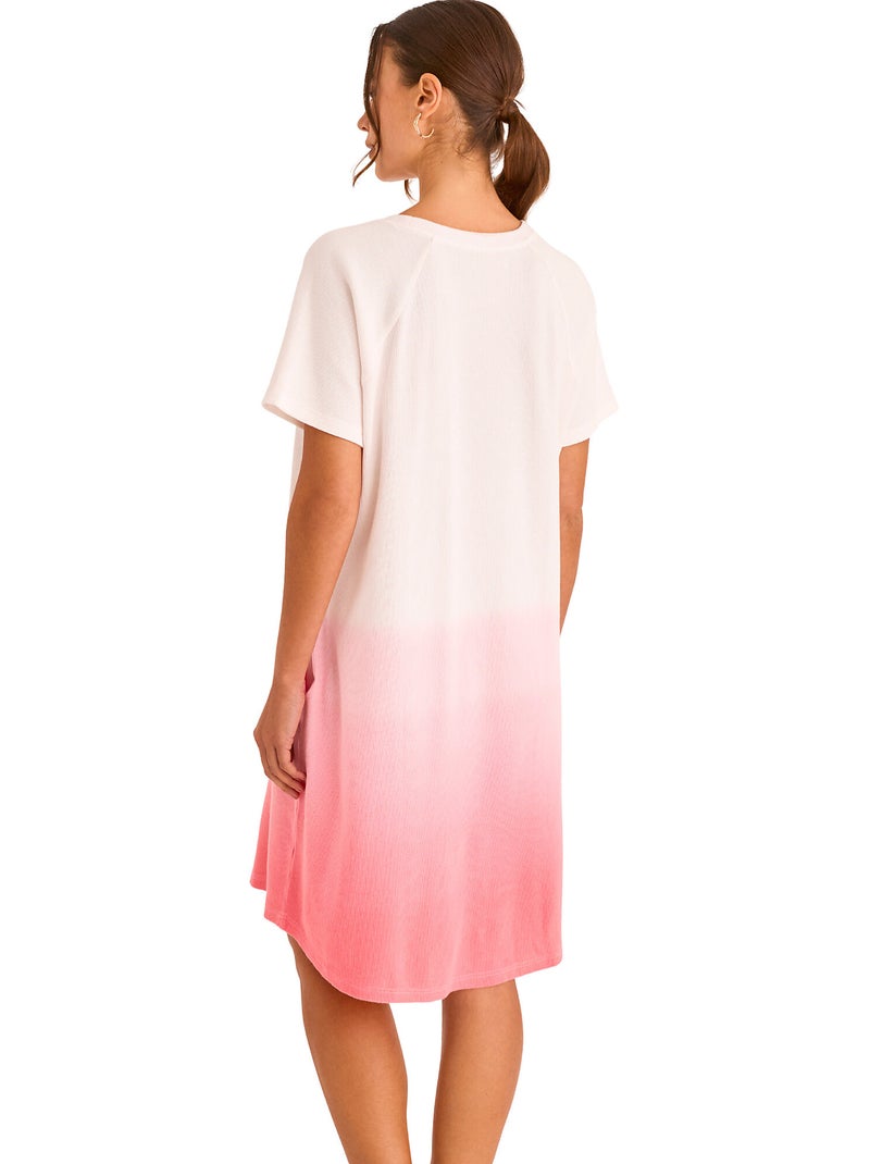 Chemise de nuit manches courtes HOMEWEAR P118 Orange corail - Kiabi