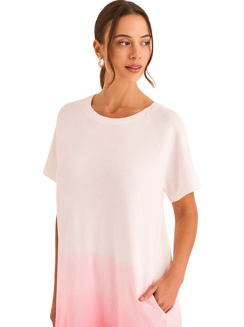 Chemise de nuit manches courtes HOMEWEAR P118 Orange corail - Kiabi