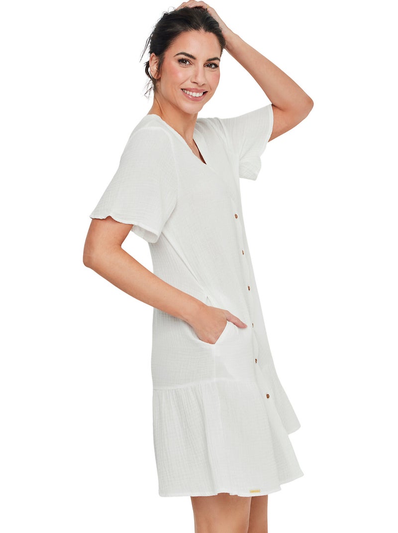 Chemise de nuit manches courtes HOMEWEAR P119 Blanc - Kiabi