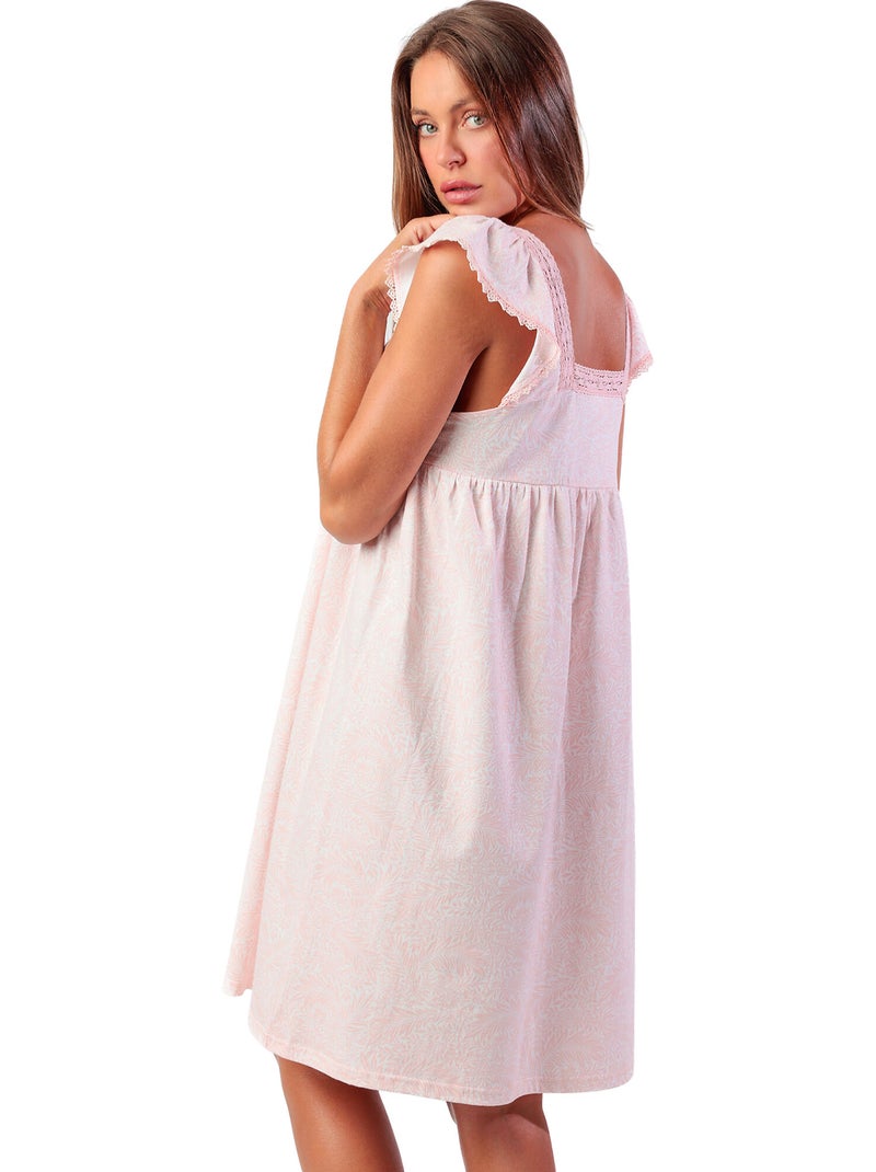Chemise de nuit manches courtes Light Classic Rose - Kiabi
