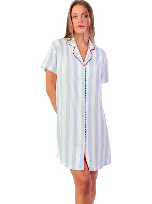 Chemise de nuit manches courtes Light Stripes - Kiabi