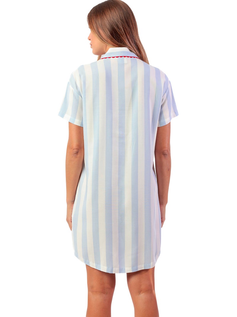 Chemise de nuit manches courtes Light Stripes Bleu - Kiabi