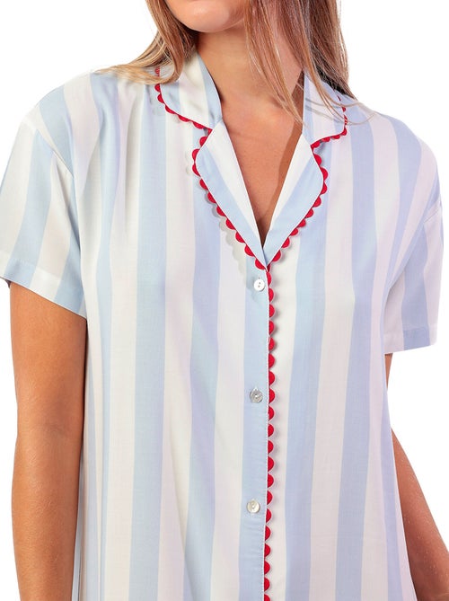 Chemise de nuit manches courtes Light Stripes - Kiabi