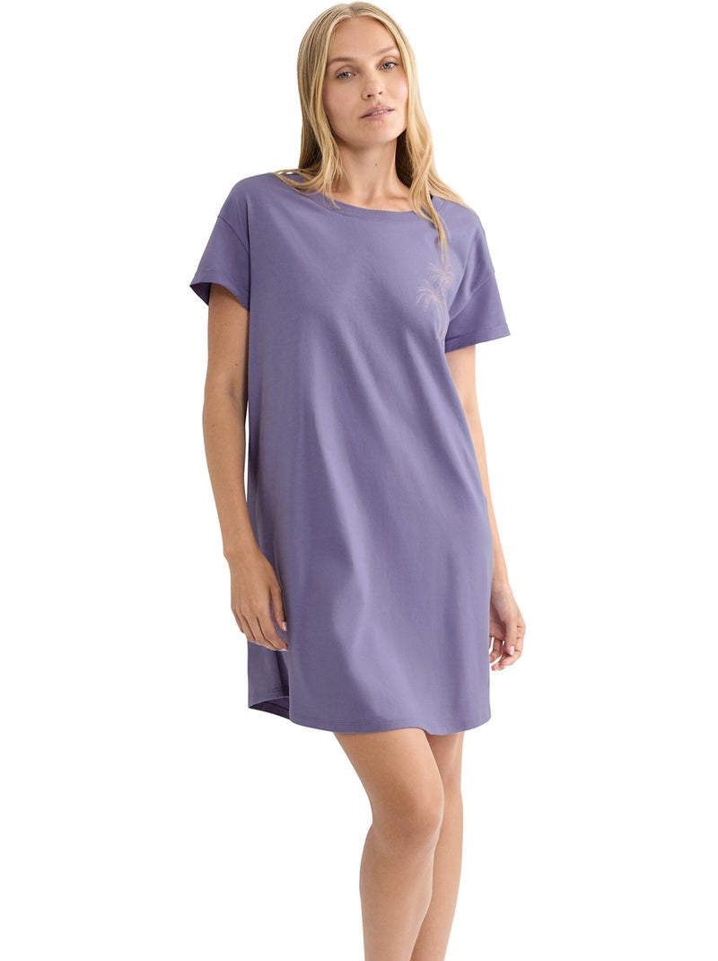 Chemise de nuit manches courtes MINDFUL Violet - Kiabi