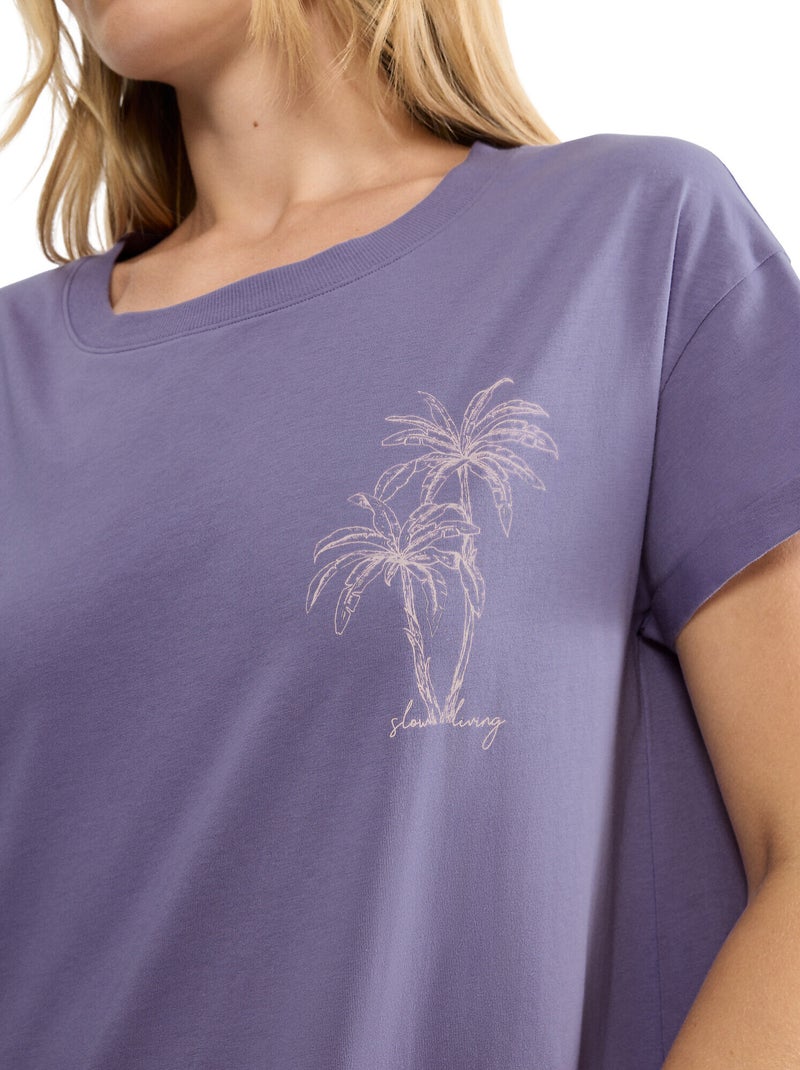 Chemise de nuit manches courtes MINDFUL Violet - Kiabi