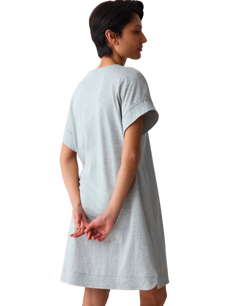 Chemise de nuit manches courtes minimalistic Gris - Kiabi