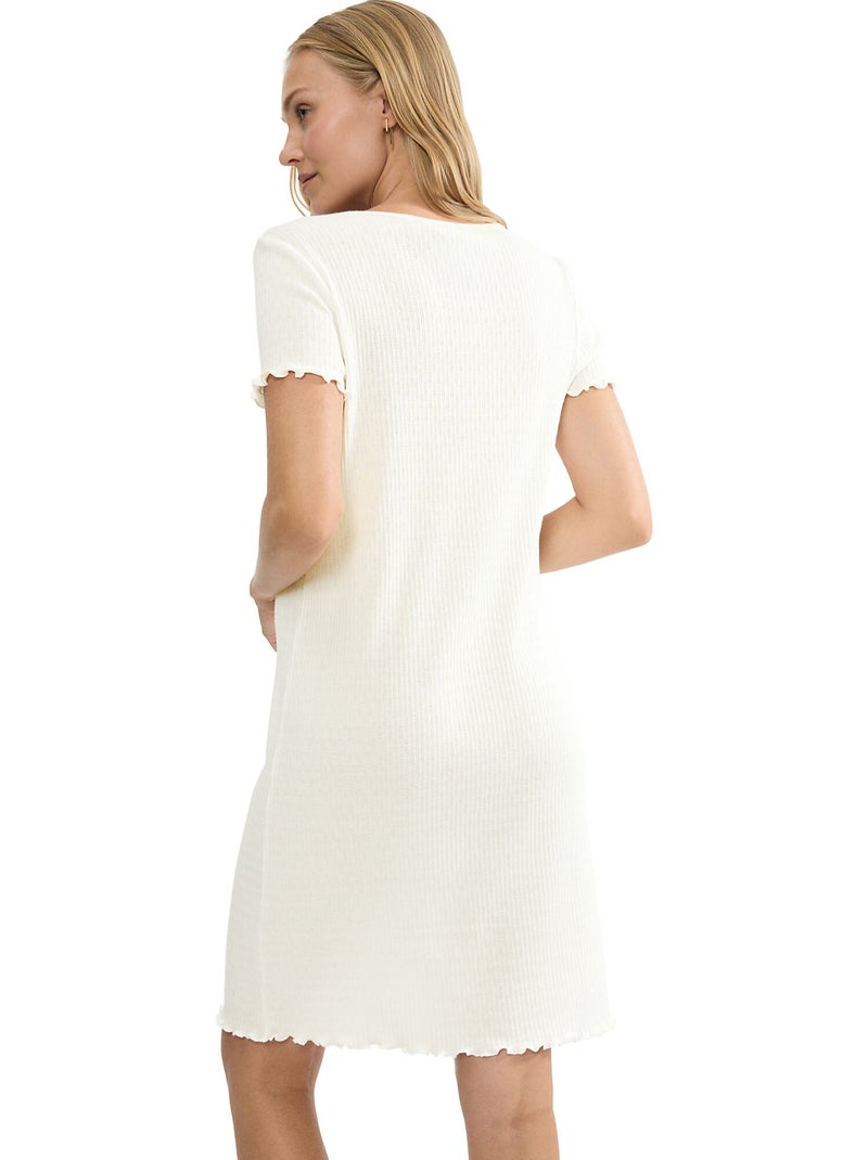 Chemise de nuit manches courtes MIX MATCH Blanc - Kiabi