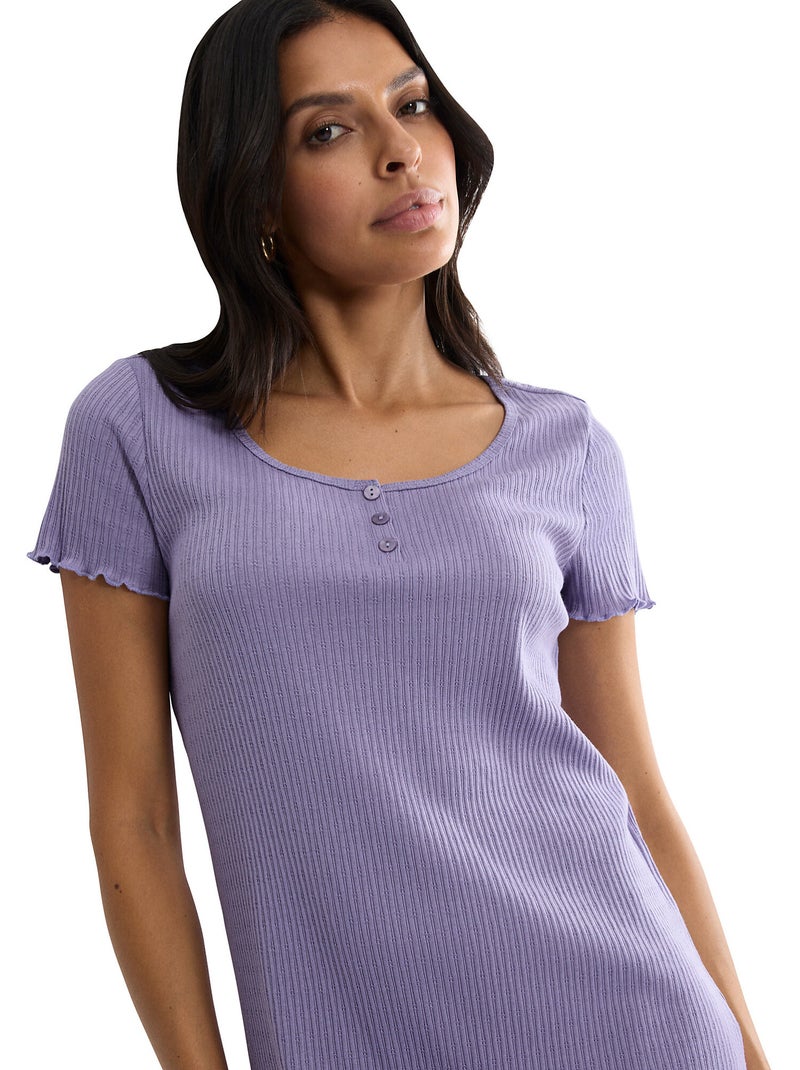 Chemise de nuit manches courtes MIX MATCH Violet - Kiabi