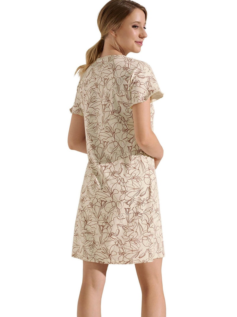 Chemise de nuit manches courtes Nina Beige - Kiabi