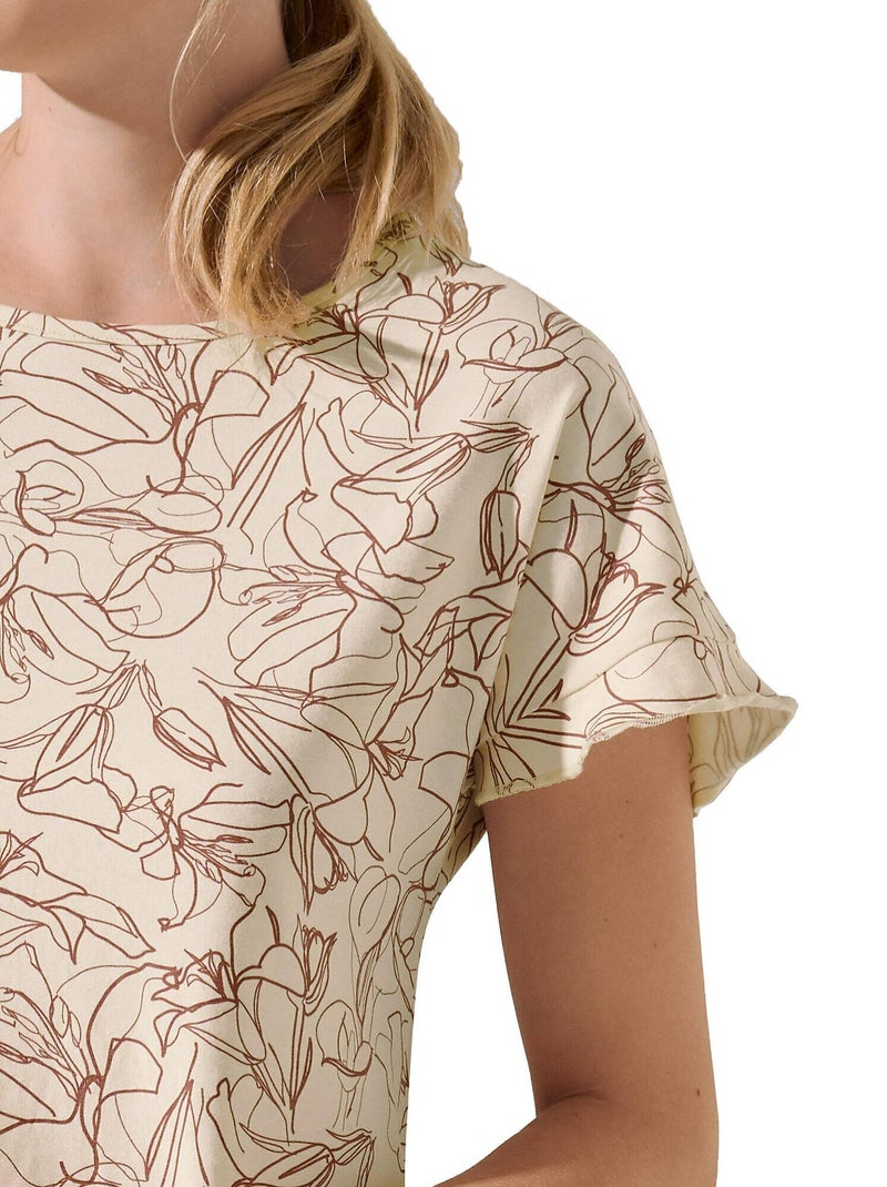 Chemise de nuit manches courtes Nina Beige - Kiabi