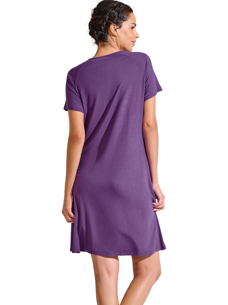 Chemise de nuit manches courtes PATRICIA Violet - Kiabi