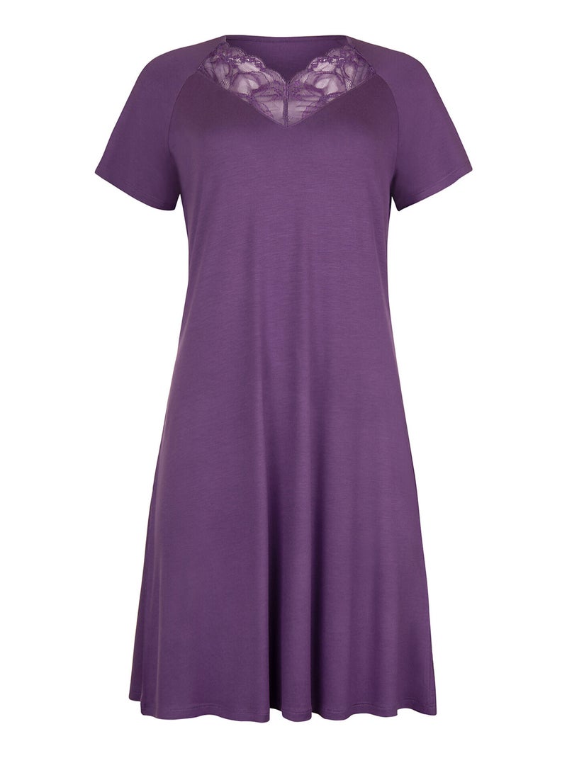 Chemise de nuit manches courtes PATRICIA Violet - Kiabi