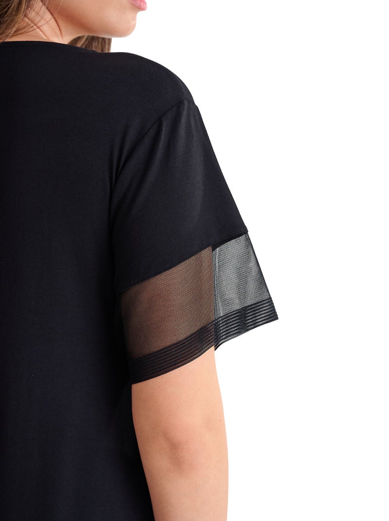 Chemise de nuit manches courtes SIA Noir - Kiabi