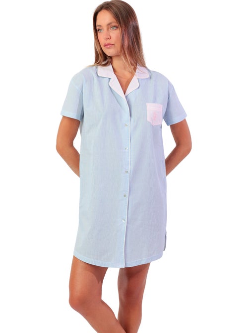 Chemise de nuit manches courtes Stripes Home - Kiabi Chemise de nuit manches courtes Stripes Home - Kiabi