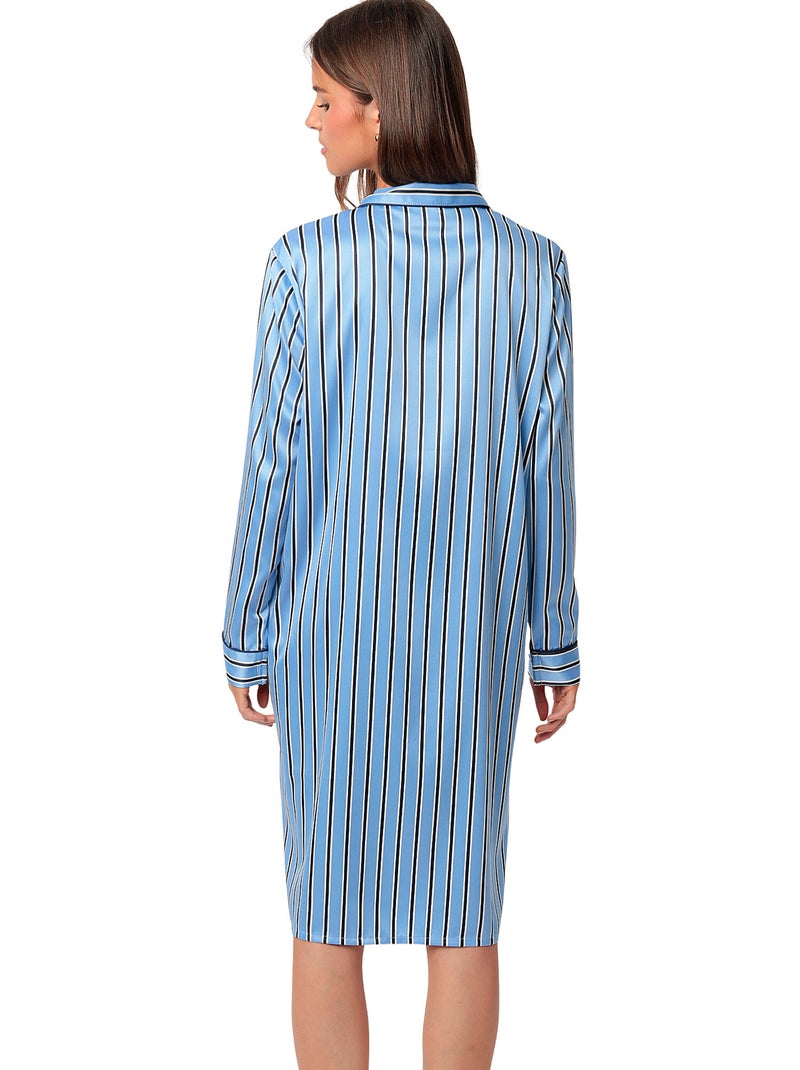 Chemise de nuit manches longues ADM Secret Bleu - Kiabi