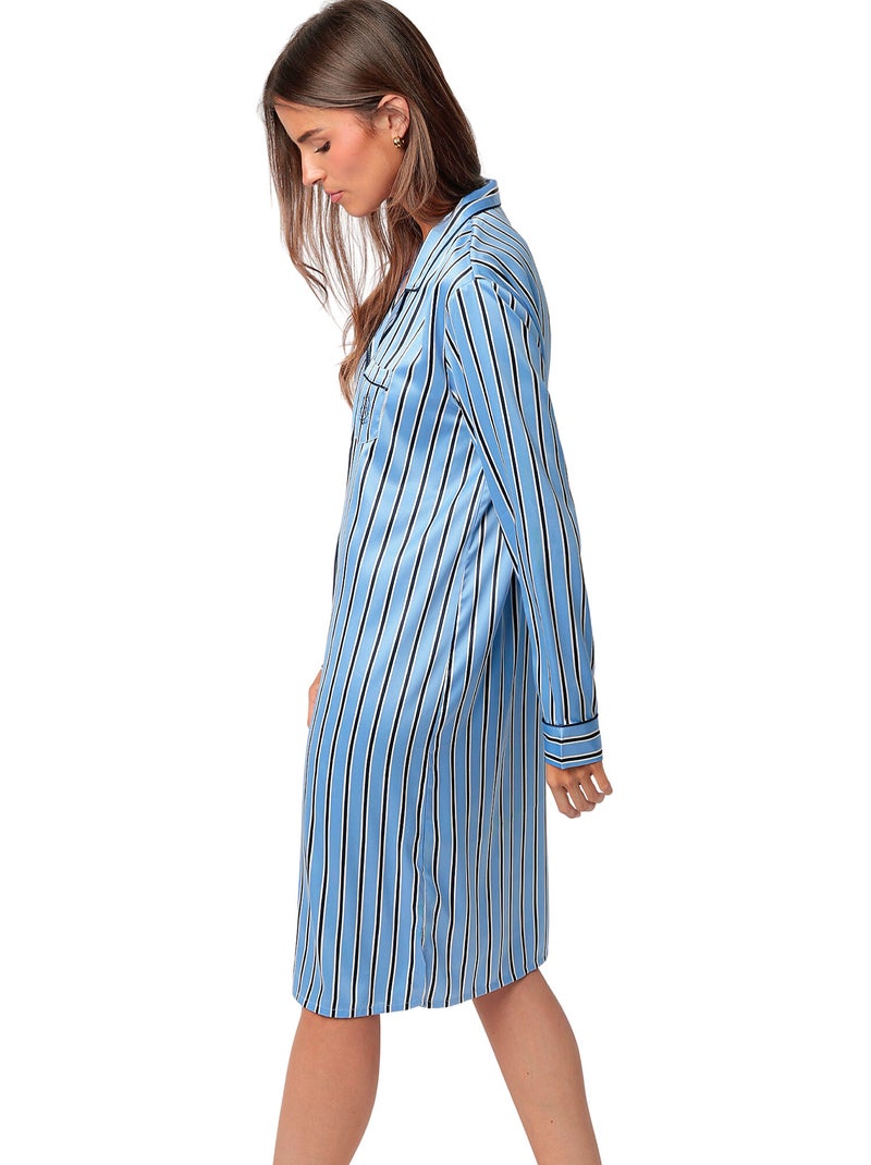 Chemise de nuit manches longues ADM Secret Bleu - Kiabi