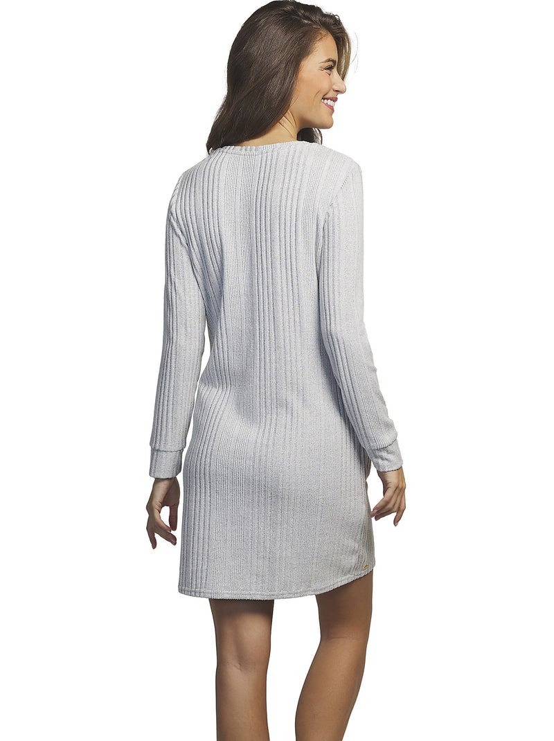 Chemise de nuit manches longues Basica Gris clair - Kiabi