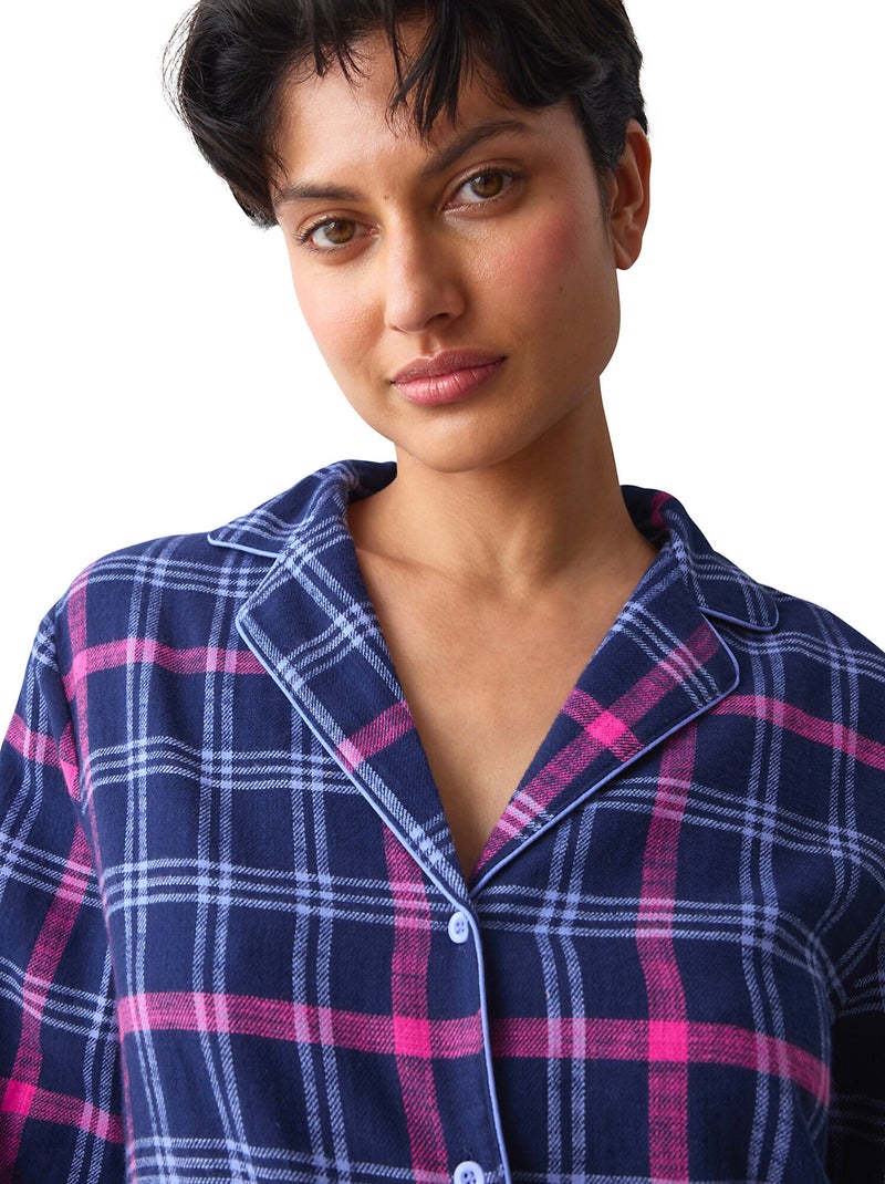 Chemise de nuit manches longues boyfriend Bleu - Kiabi