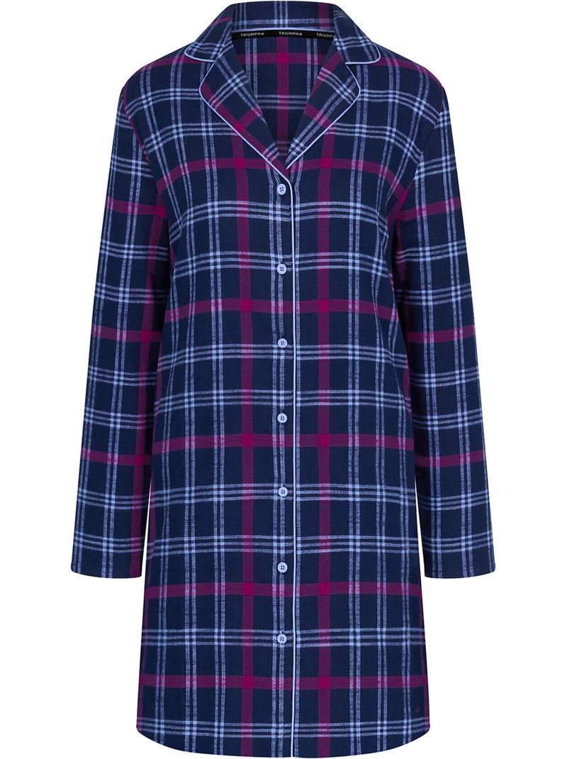 Chemise de nuit manches longues boyfriend Bleu - Kiabi
