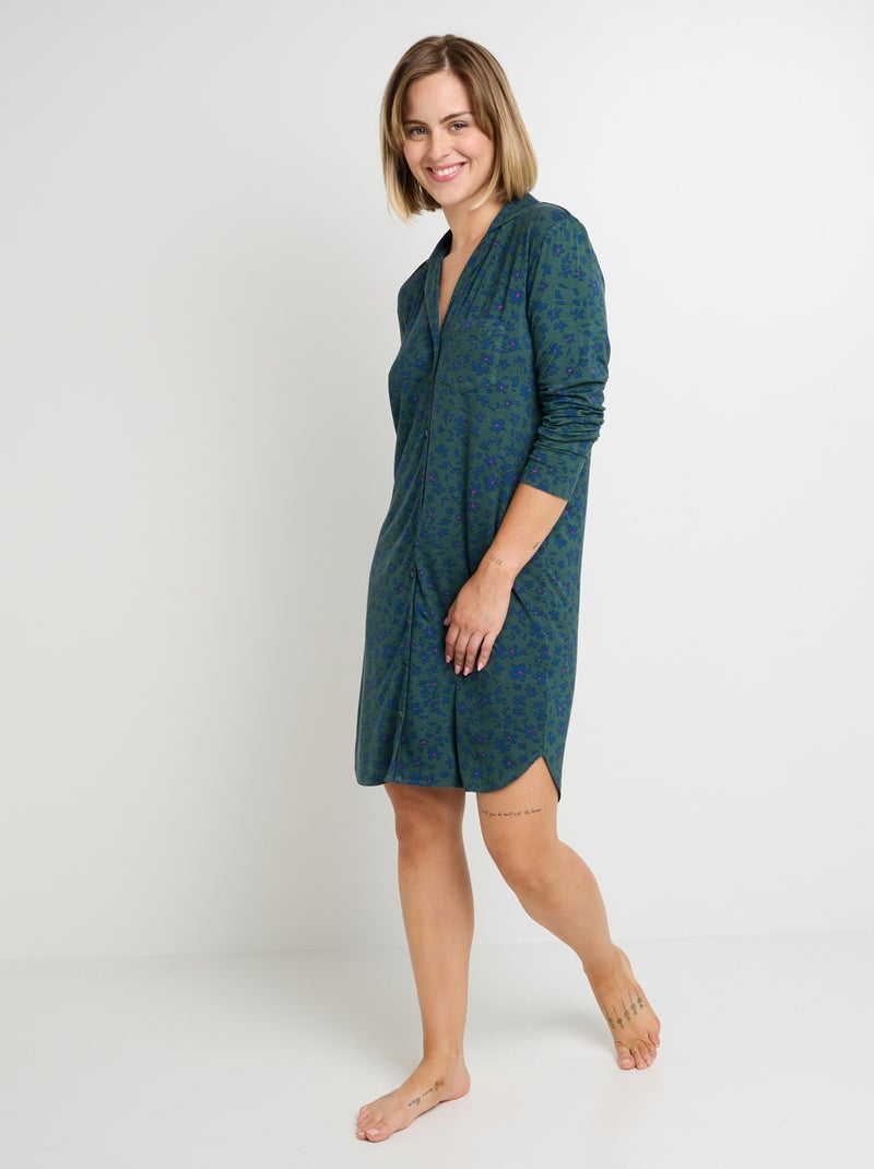 Chemise de nuit manches longues Camille - RougeGorge Lingerie Vert forêt - Kiabi