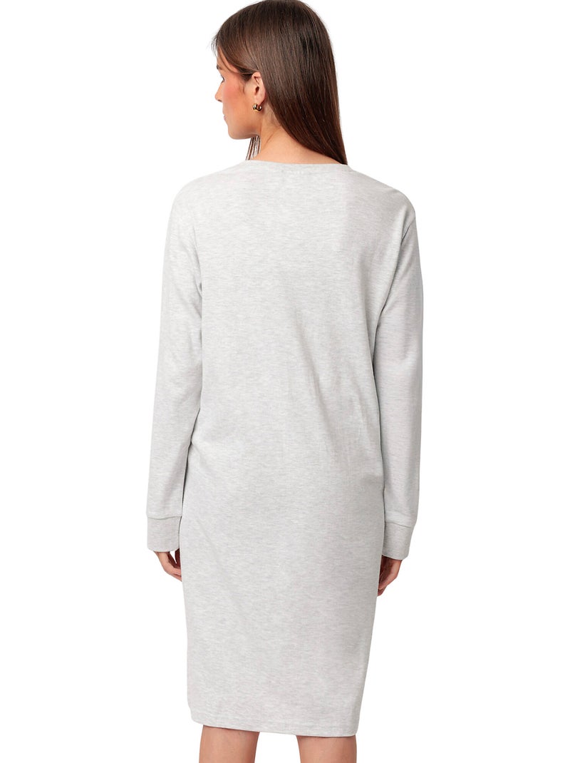 Chemise de nuit manches longues Classic Interlock Gris - Kiabi