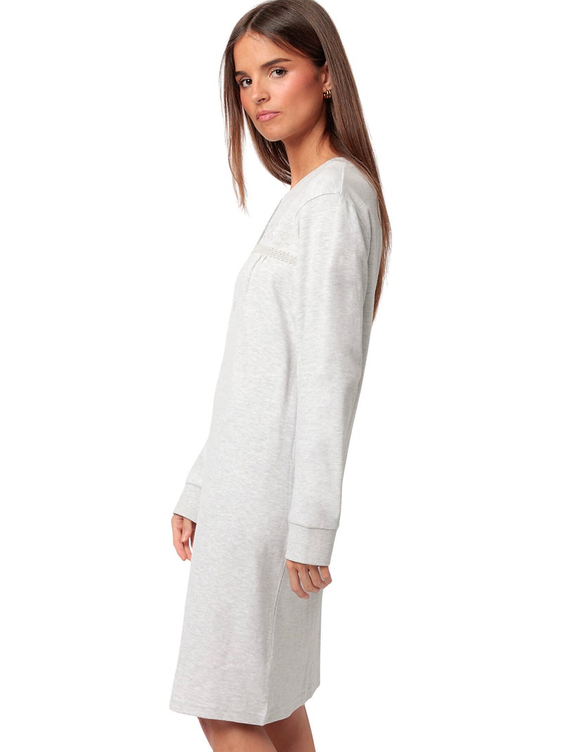 Chemise de nuit manches longues Classic Interlock Gris - Kiabi