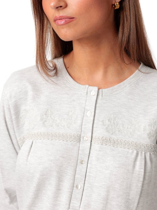 Chemise de nuit manches longues Classic Interlock - Kiabi
