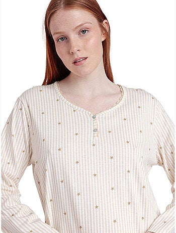 Chemise de nuit manches longues col rond Stripes And Stars