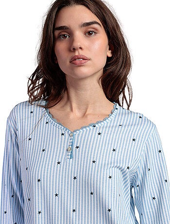 Chemise de nuit manches longues col rond Stripes And Stars