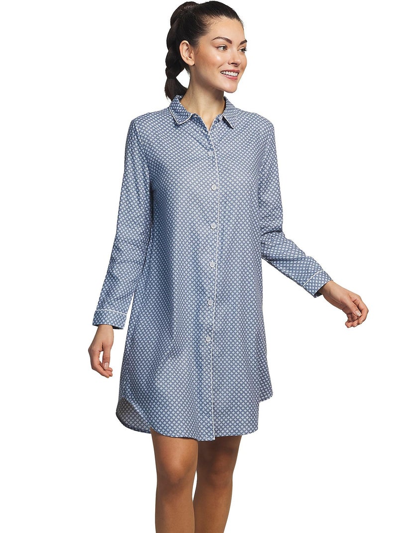Chemise de nuit manches longues Corbatera Bleu - Kiabi