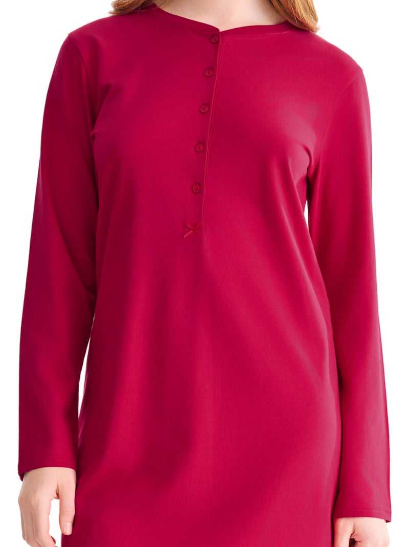 Chemise de nuit manches longues cosy nights Rouge - Kiabi