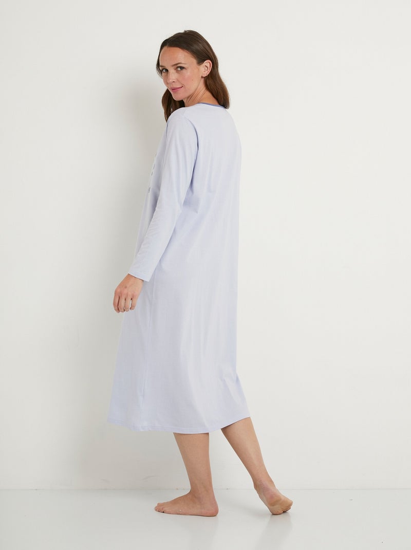 Chemise De Nuit Manches Longues Imprimée En Coton, Bio Rouge Monoprix