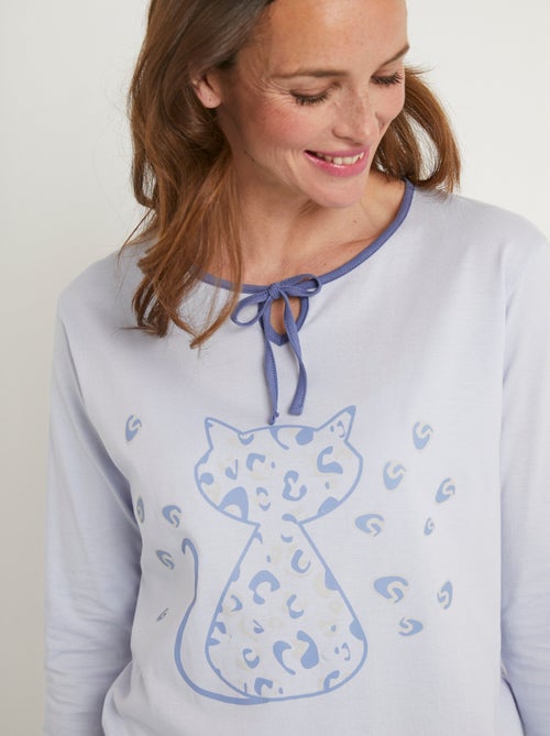 Chemise de nuit manches longues coton - lot de 2 - Kiabi