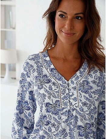 Chemise de nuit manches longues coton