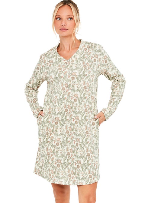 Chemise de nuit manches longues cotton layer - Kiabi Chemise de nuit manches longues cotton layer - Kiabi