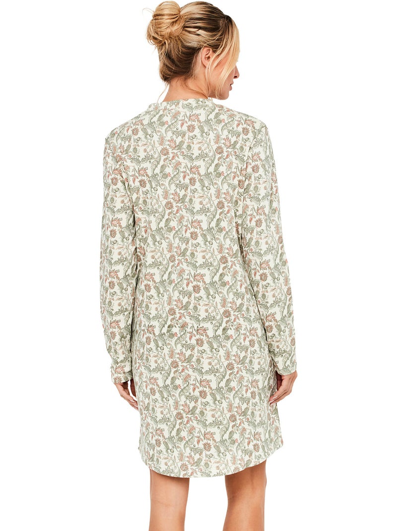 Chemise de nuit manches longues cotton layer Ecru - Kiabi