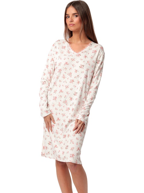 Chemise de nuit manches longues Dots And Flowers - Kiabi