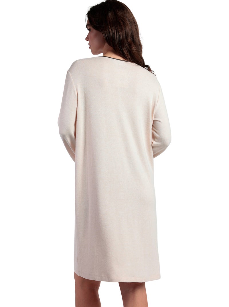 Chemise de nuit manches longues Elegant At Home Beige - Kiabi