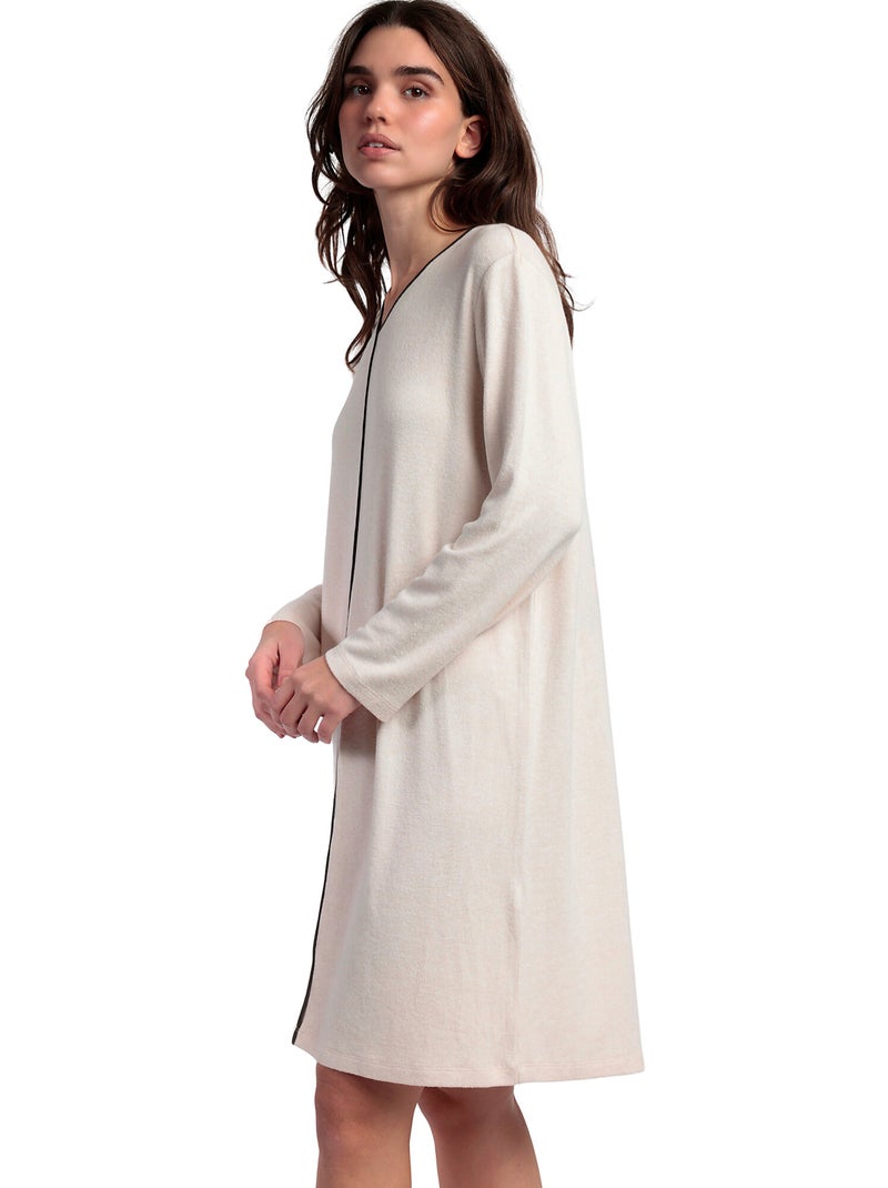 Chemise de nuit manches longues Elegant At Home Beige - Kiabi