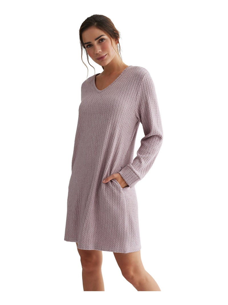 Mnemo Peignoir Molleton Capuche - Taille L Gris Foncé - Chemise Nuit Homme Femme - Confort Maison