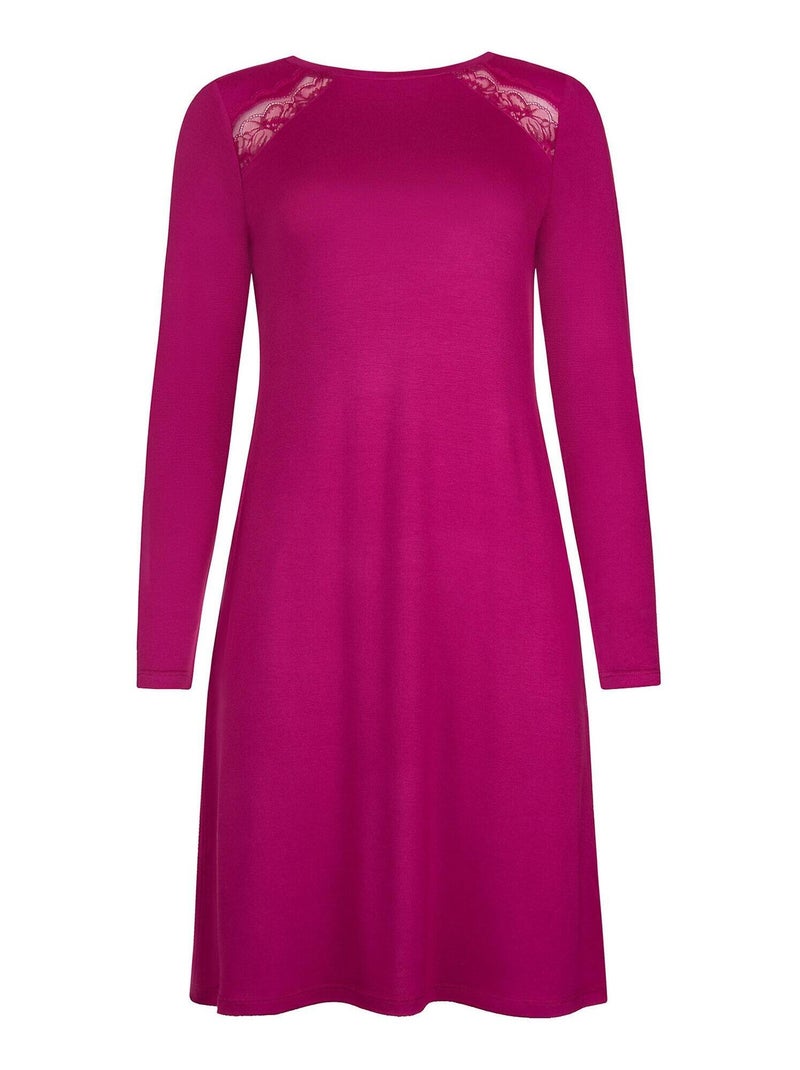 Chemise de nuit manches longues EVELYN Magenta - Kiabi
