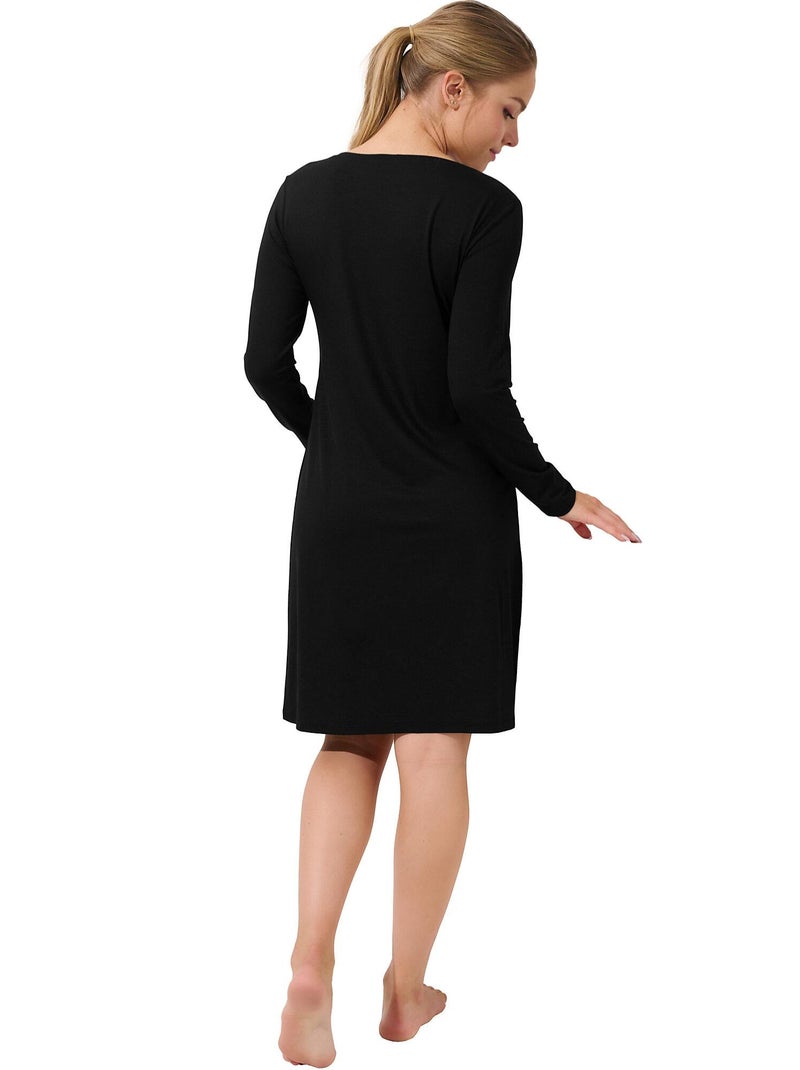 Chemise de nuit manches longues EVELYN Noir - Kiabi